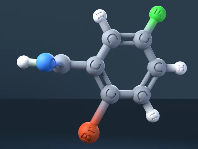 2-Bromo-5-fluorobenzamide 3D Molecular Model — CAS 1006-34-4