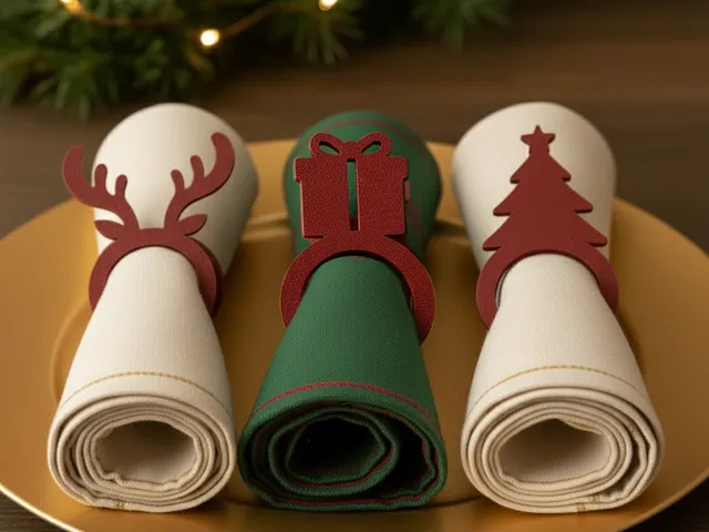 Anillos porta servilletas navideños (set de 3) Christmas Napkin Rings Set (Reindeer, Gift & Tree)