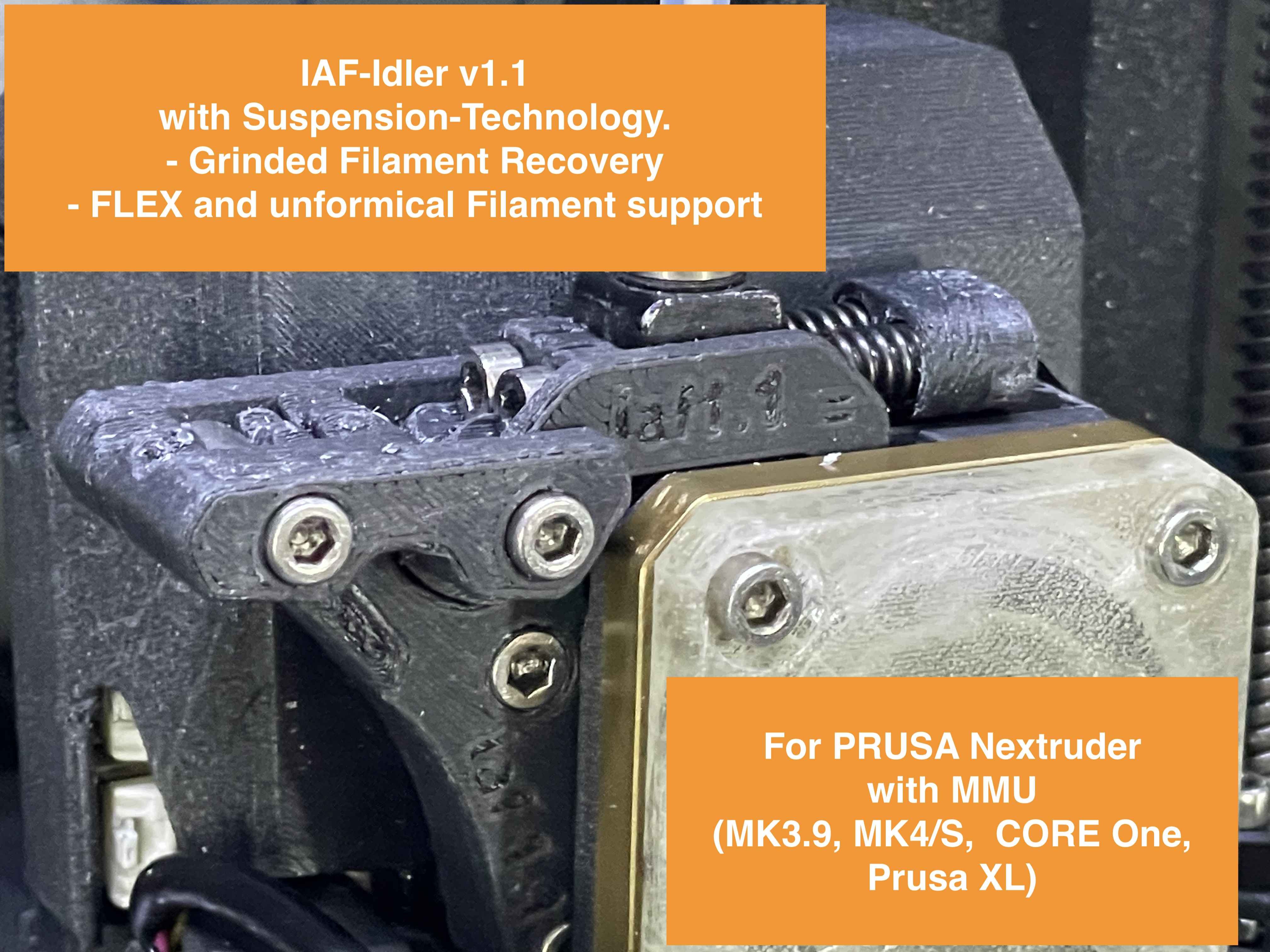 *IAF Idler 1.1+* for PRUSA Nextruder with MMU **Unleash the full potential of the PRUSA Nextruder PG-Pulley**