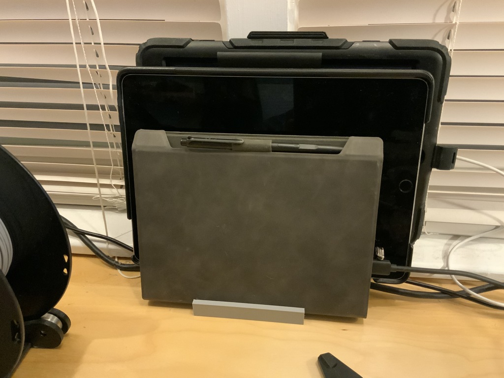 Triple tablet stand (against wall)