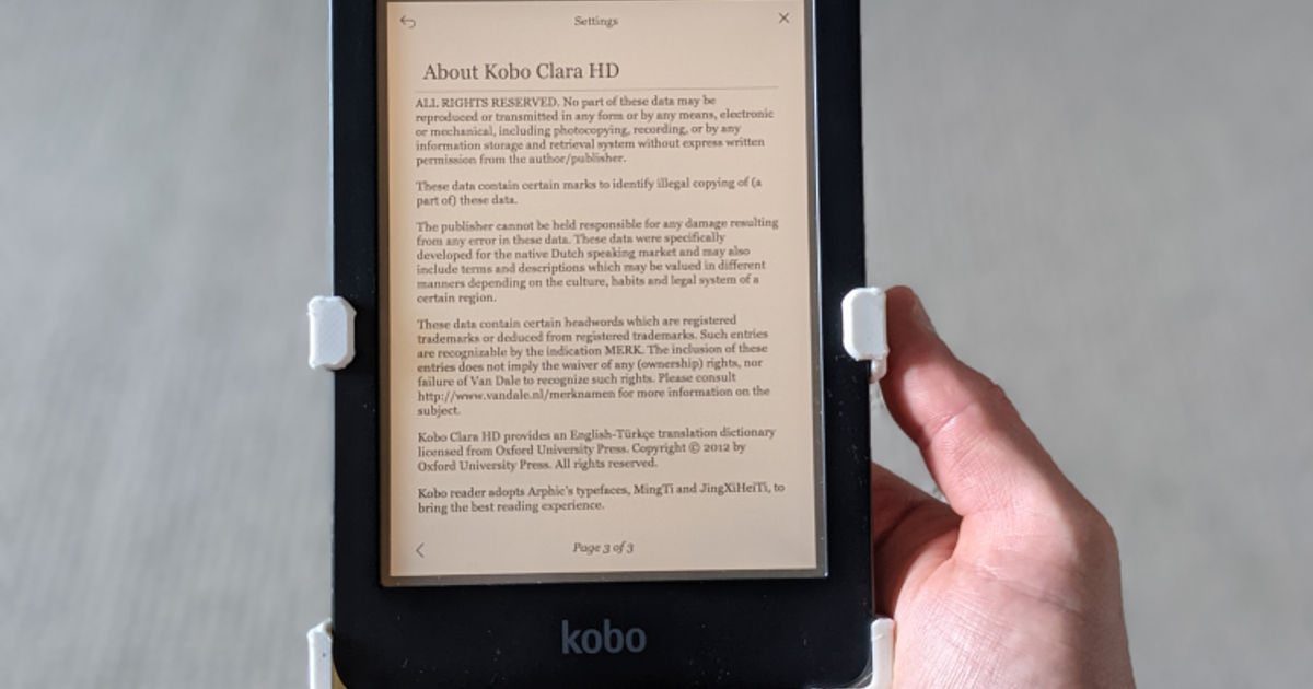 Kobo Clara HD - GLoA E-Reader Case Parts by 16 Bit Virtual Studios, Download free STL model