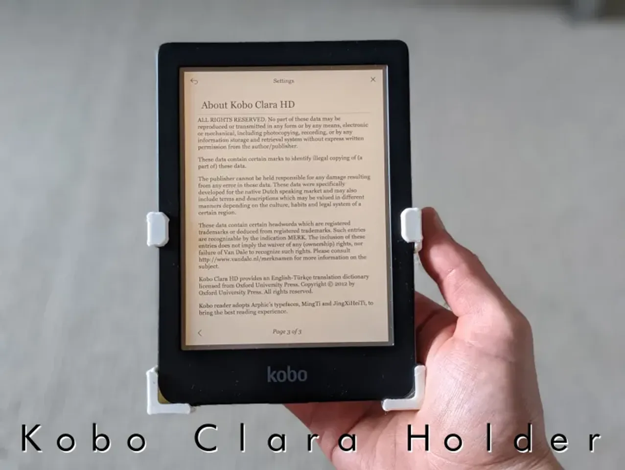 Hand Holder for Kobo Clara HD e-reader by SteveW91, Download free STL  model