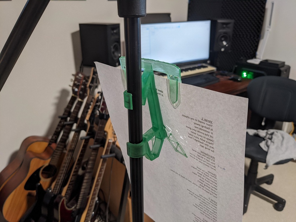 Boom / Microphone stand music or lyric sheet holder
