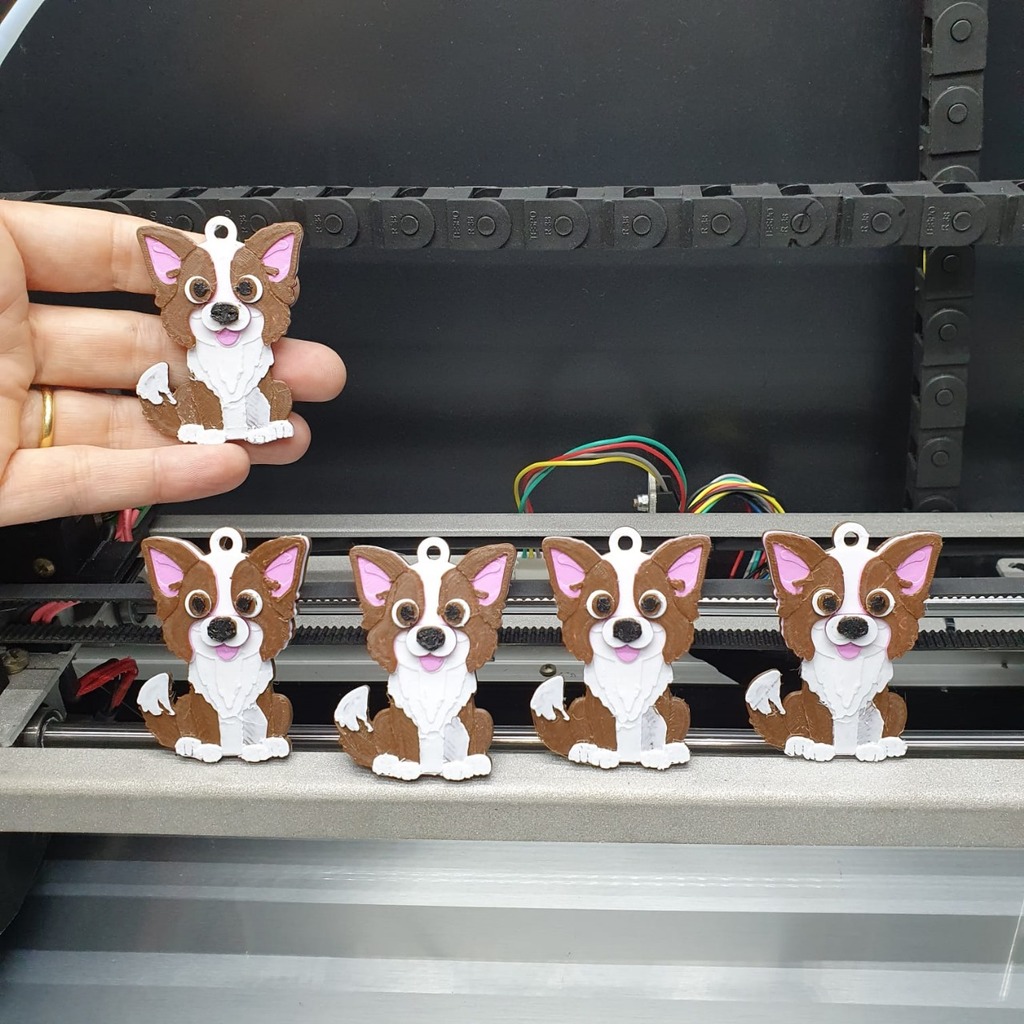 Little Dog Mascot Keychain 2DfromAI to 3D - multicolor