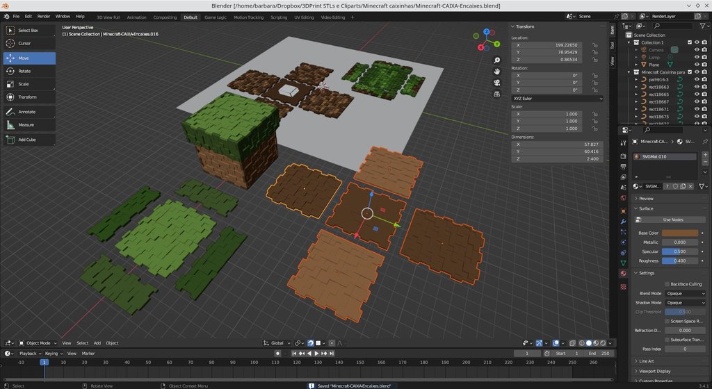 Minecraft or Minetest BOX - flat for filament change or whole
