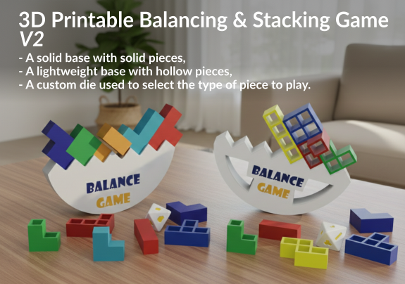 3D Printable Balancing & Stacking Game V2
