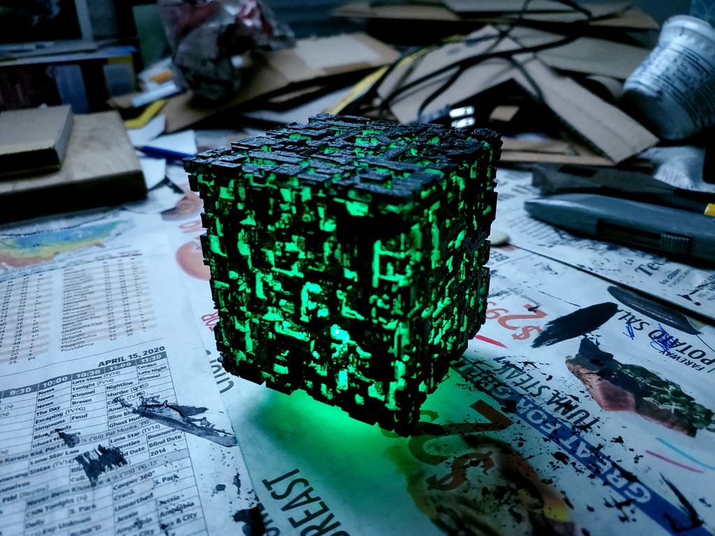 Borg Cube - Green LED Tea Light