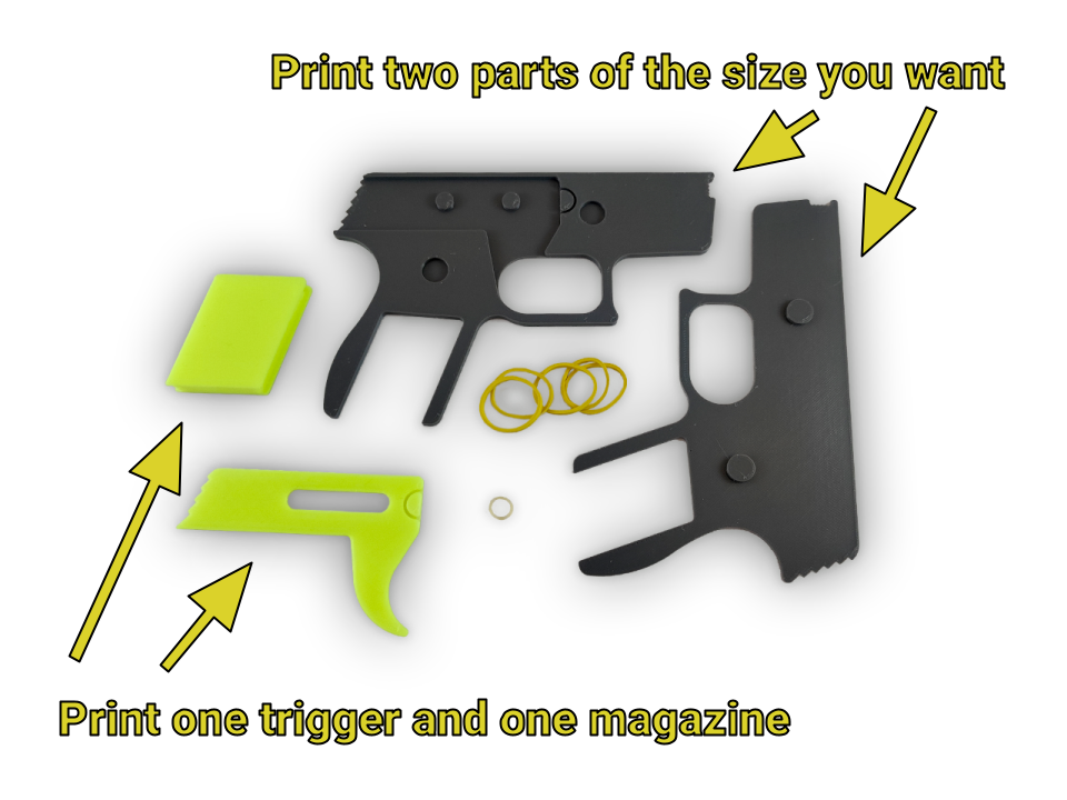 Simple Semiautomatic Rubber Band Gun by Katarn Download free STL model