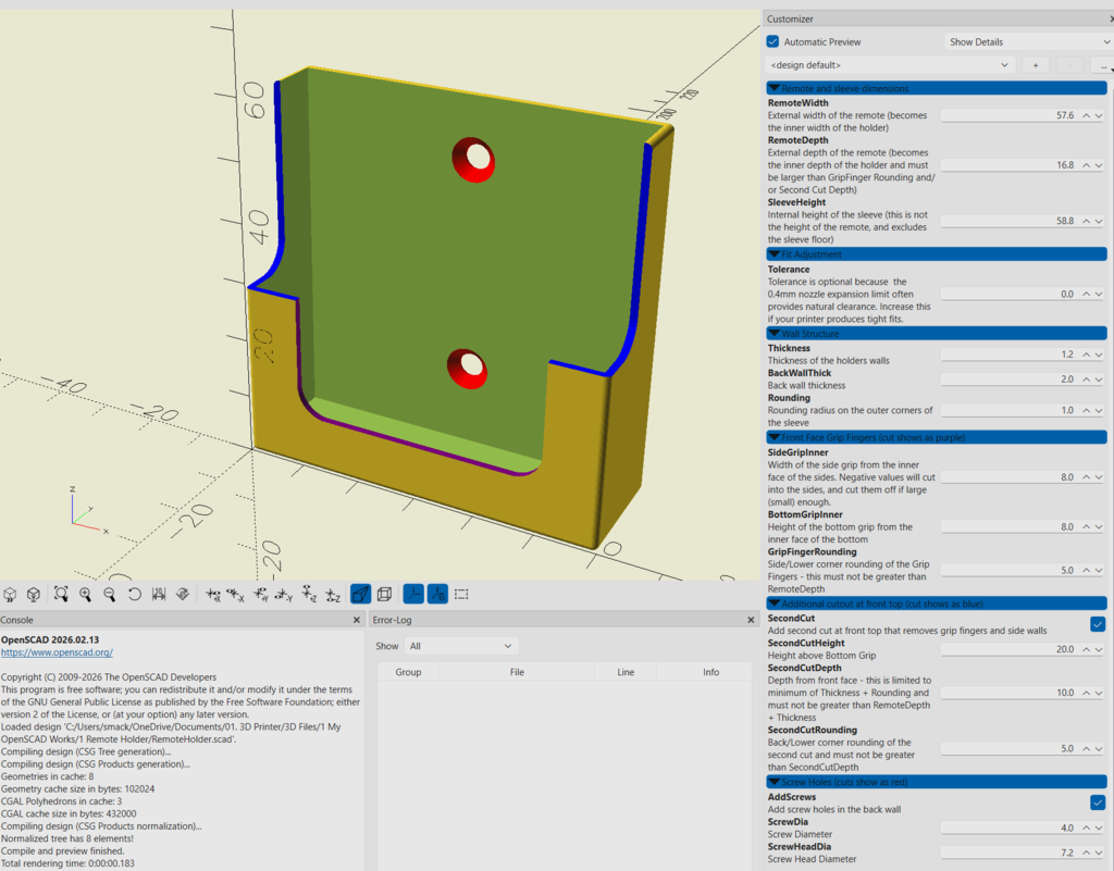 Miniatura 3 do modelo 3D Customisable Remote Control Holder Generator