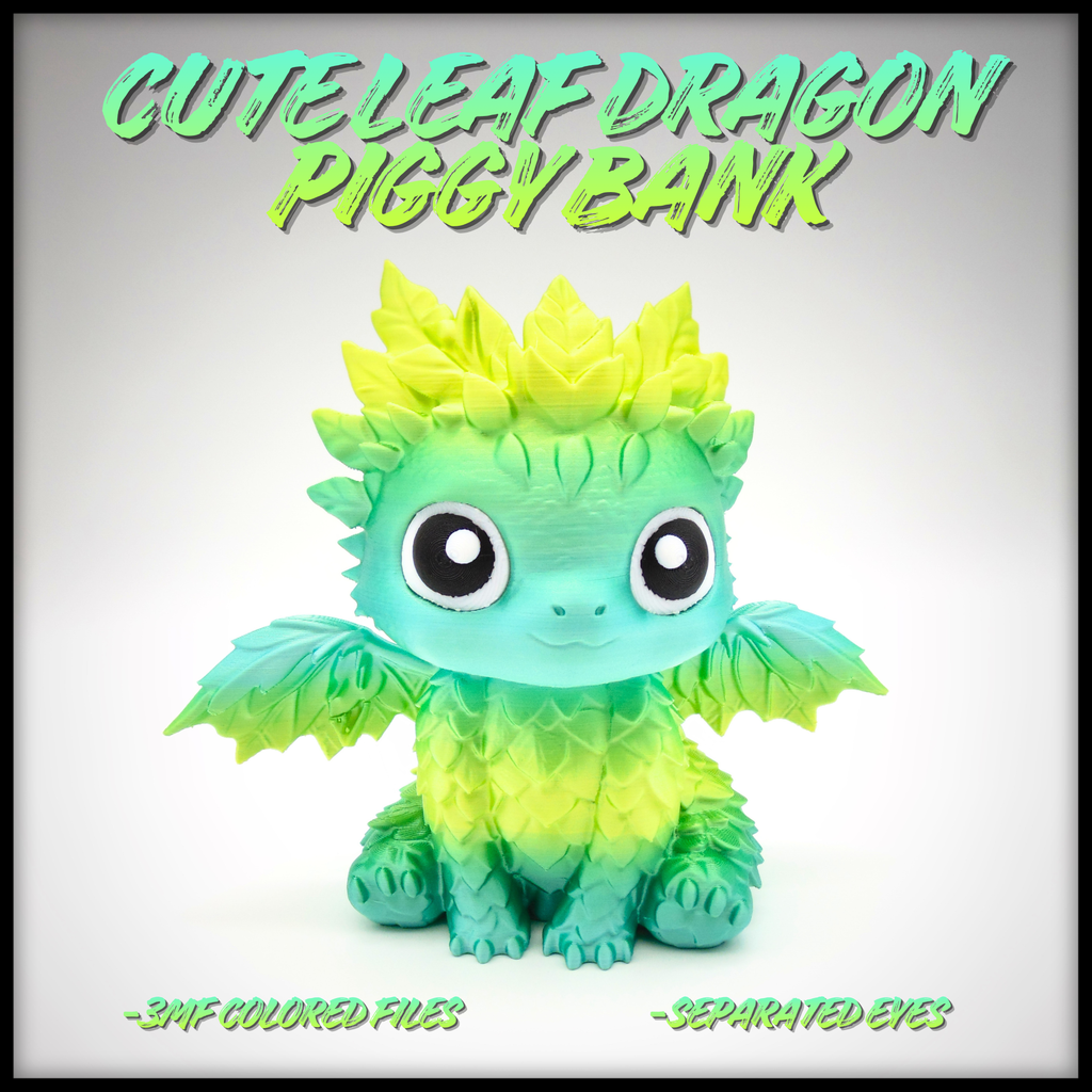 Cute Leaf Dragon Piggy Bank - separated Eyes