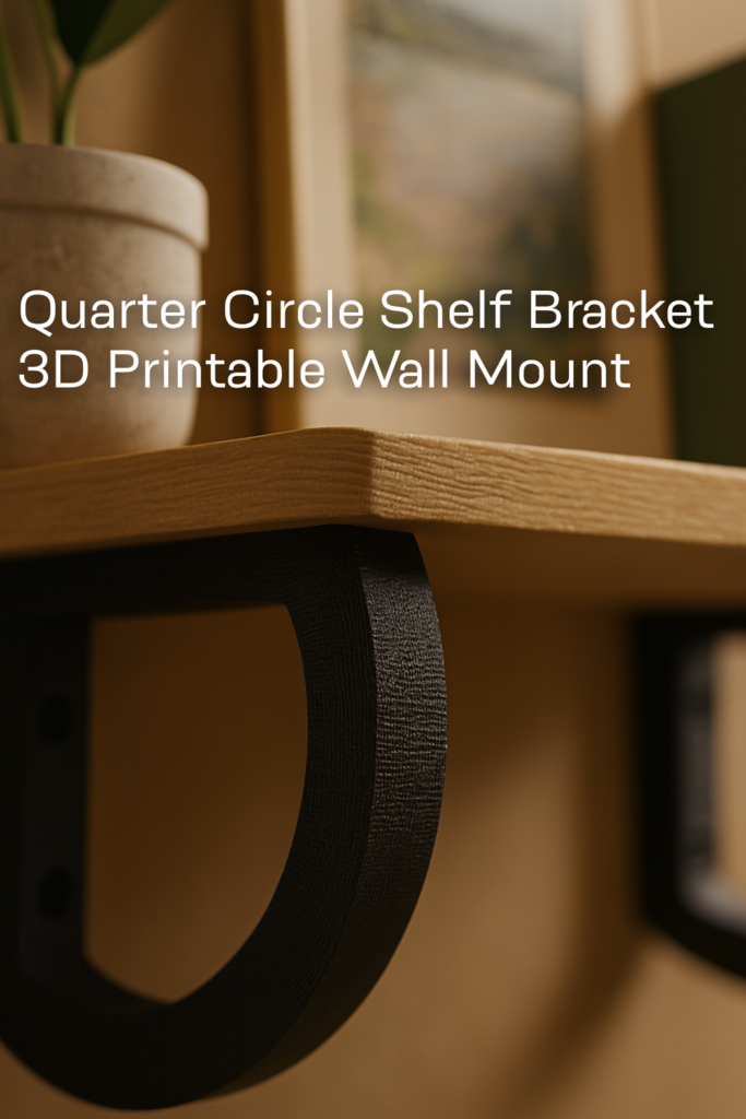 Quarter Circle Shelf Bracket, 3D Printable Wall Mount