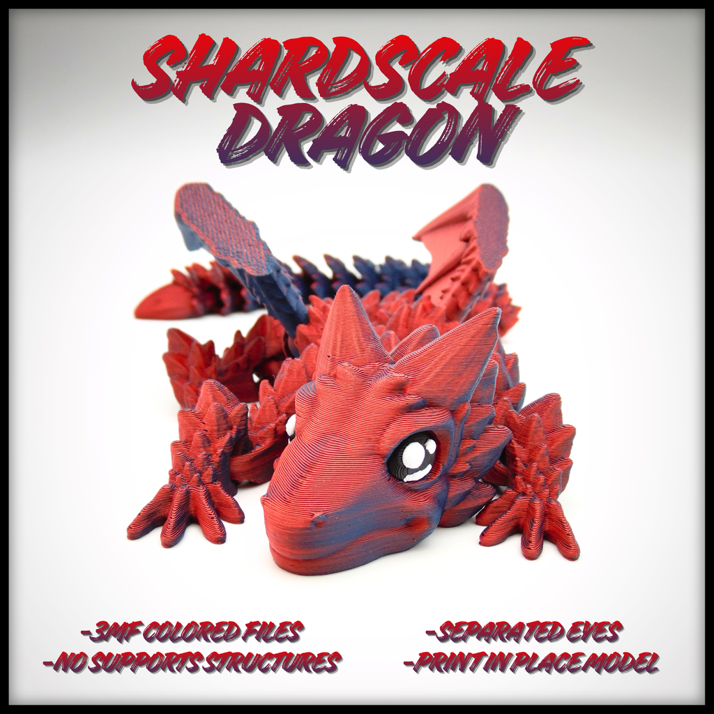 Shardscale Dragon - moveable Wings - Print in Place