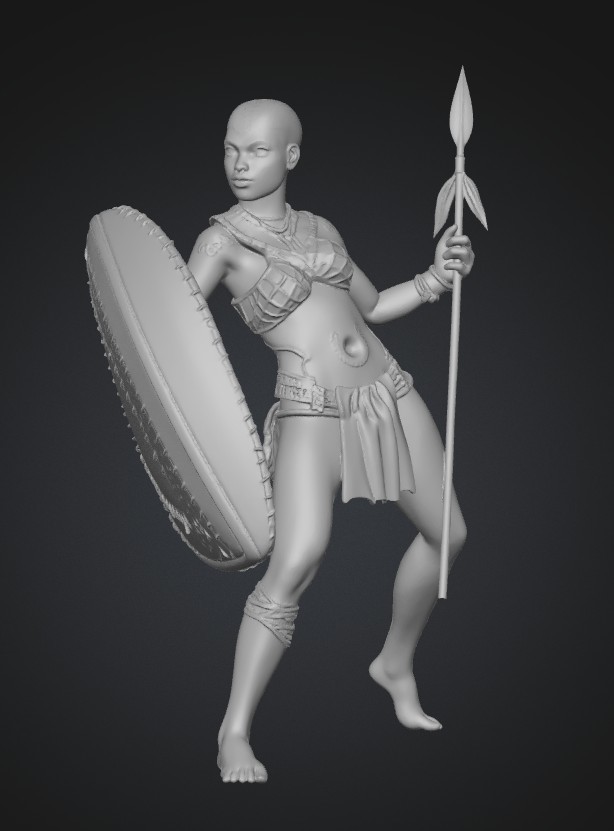 African Shield Warrior Girl