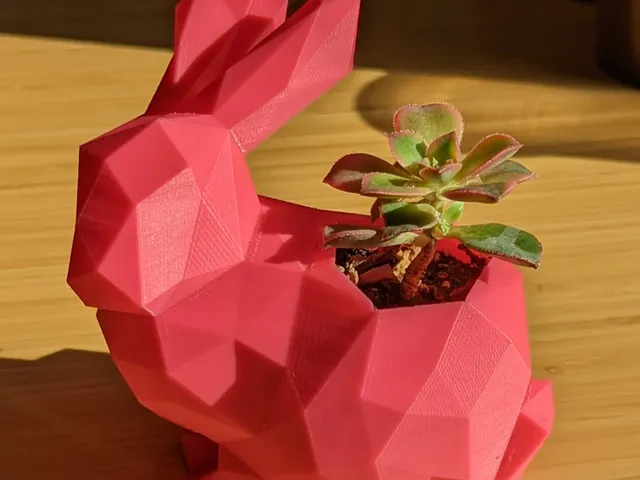 Low poly rabbit planter