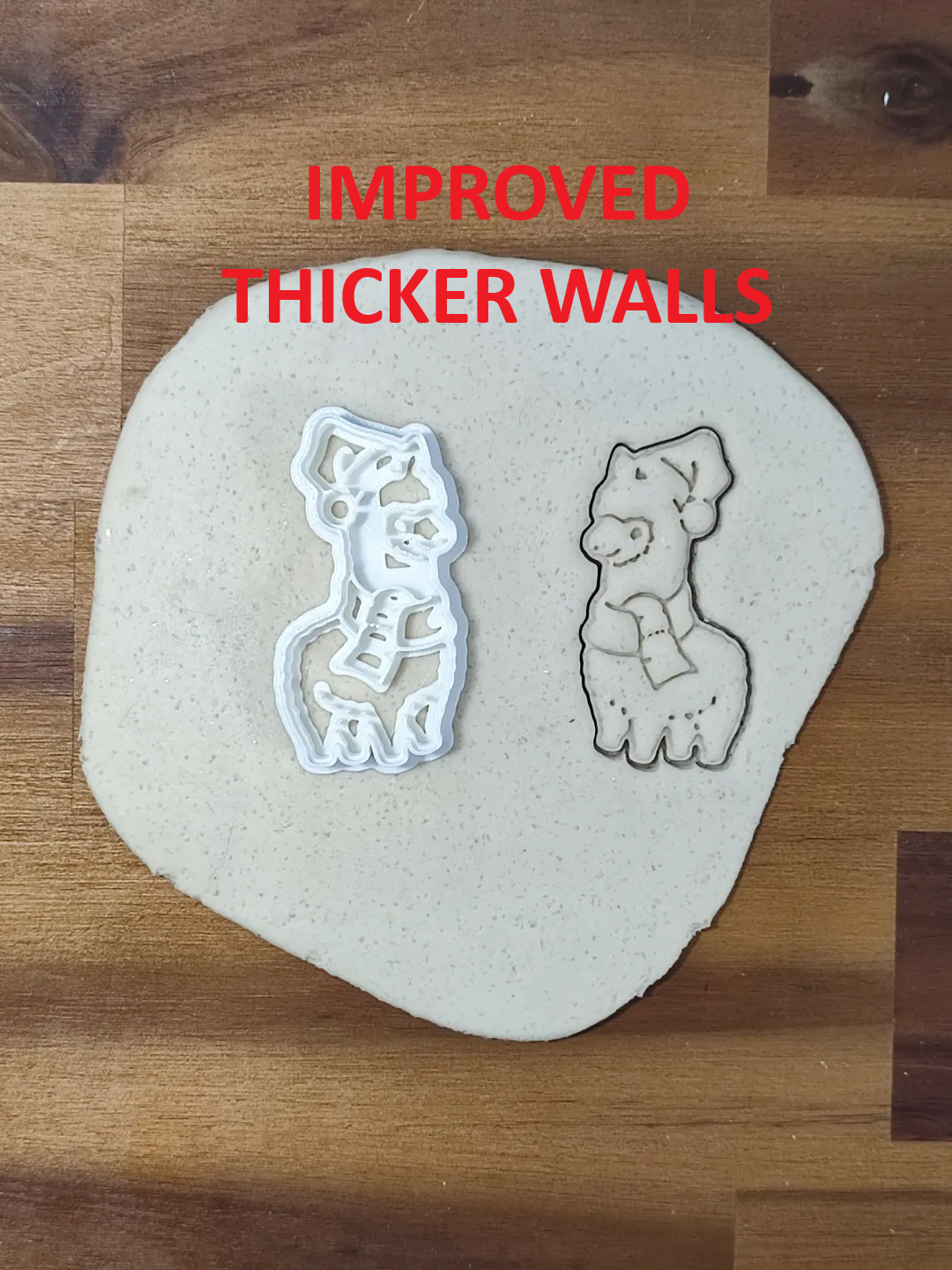Christmas alpaca cookie cutter improved thicker walls