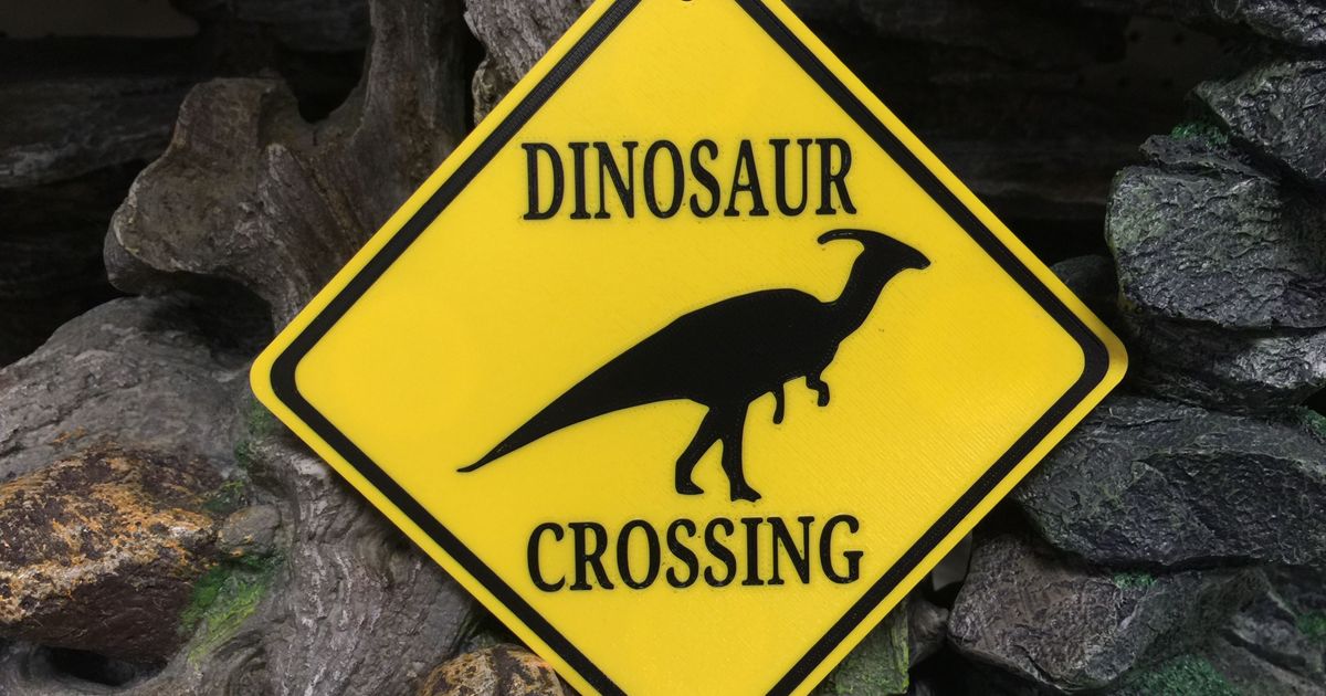 Dinosaur Crossing Sign by StarLabs3D Download free STL model