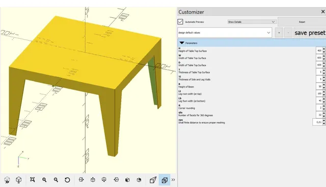 Parametric Printable Table