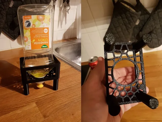 Dishwashing fluid holder for the kitchen or any other odd bottles you want to keep upside down