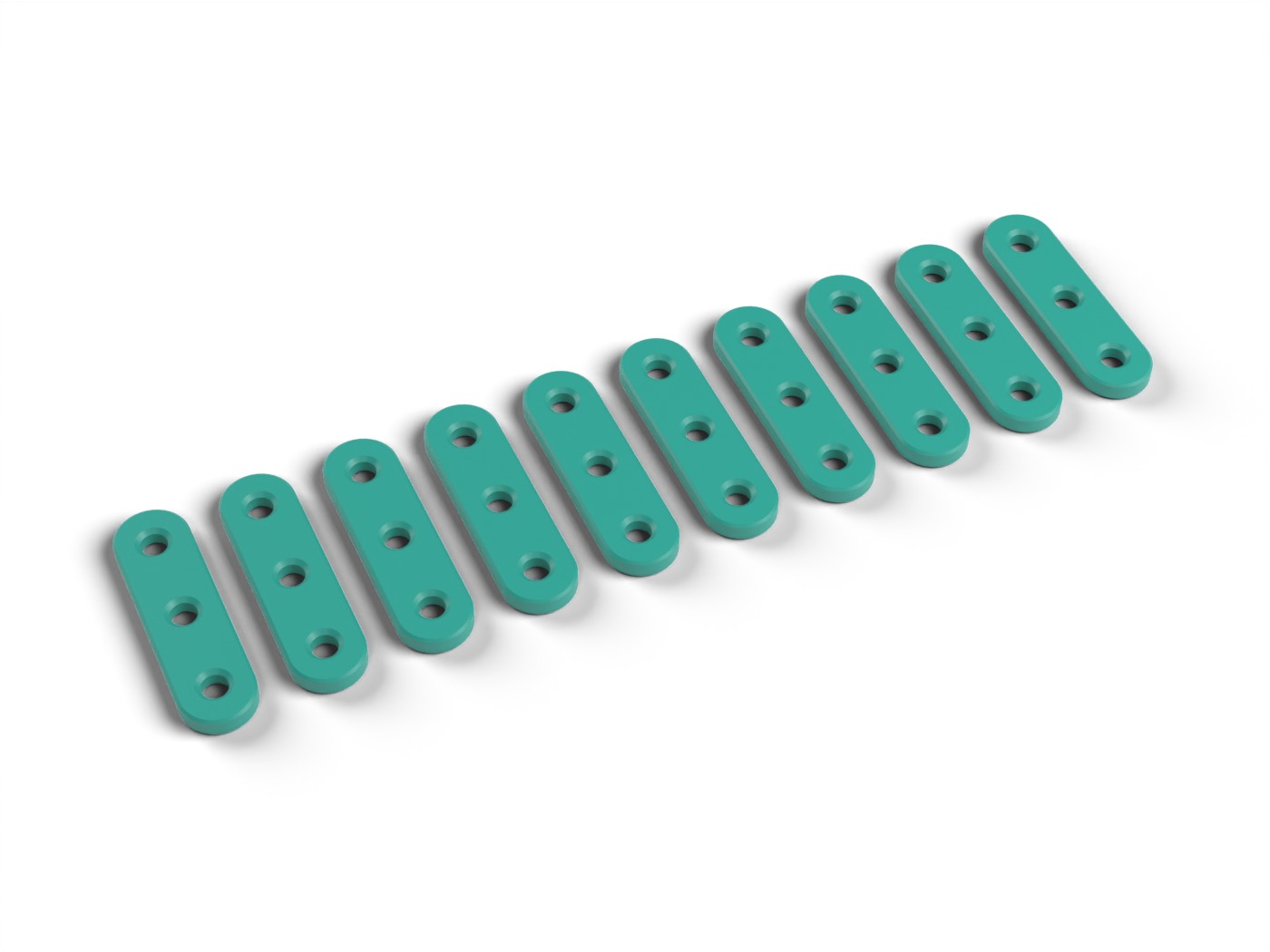 Guy Line Tensioners - 10 Three-Hole Runners for Tent and Tarp Lines, No Supports (OpenSCAD)
