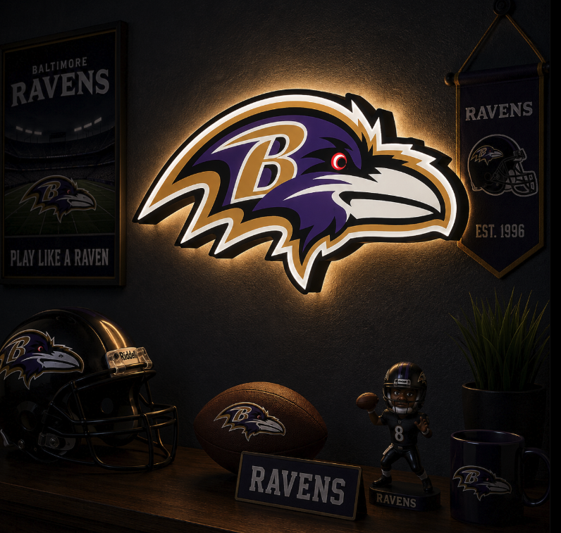 Baltimore Maryland Ravens LED Lightbox | Multicolor 3D Printable 3MF