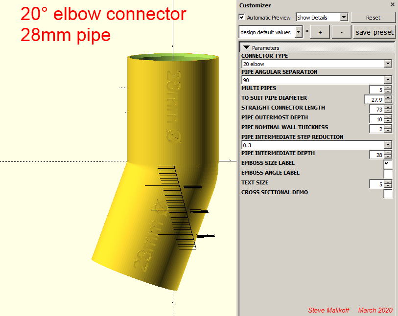 28mm caravan RV sink water drain pipe connector fittings by 1944GPW Download free STL model
