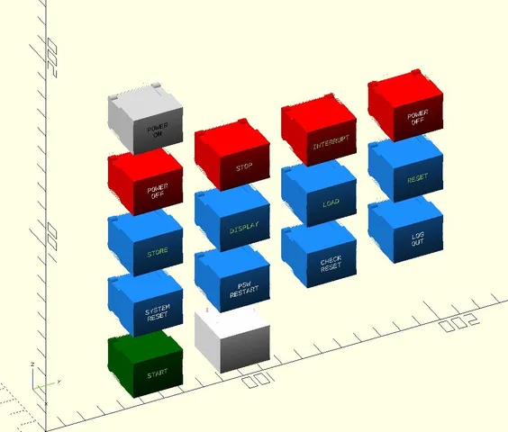 IBM System/360 and /370 mainframe computer console pushbutton insert