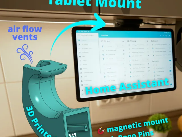 Tablet Under Cabinet Mount with Magnetic Pogo Charger - Home Assistant Dashboard