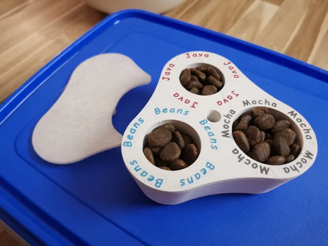 Measured dog feeder for 3 dogs with different volumes of food