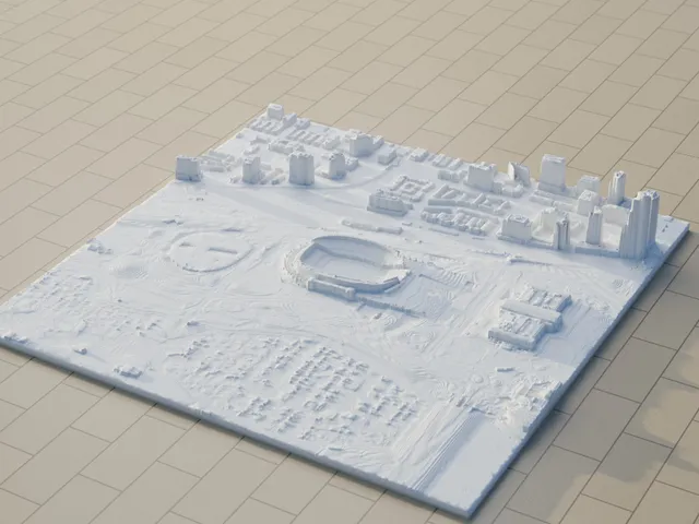 Soldier Field & Chicago's Museum Campus — Real USGS Lidar Scan (one-piece, no supports)