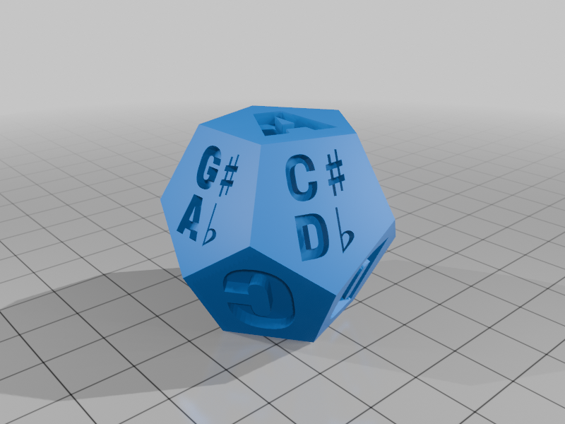 D12 Dice - 12 Sided Dice with notes names  (with note "H", without "Bb")