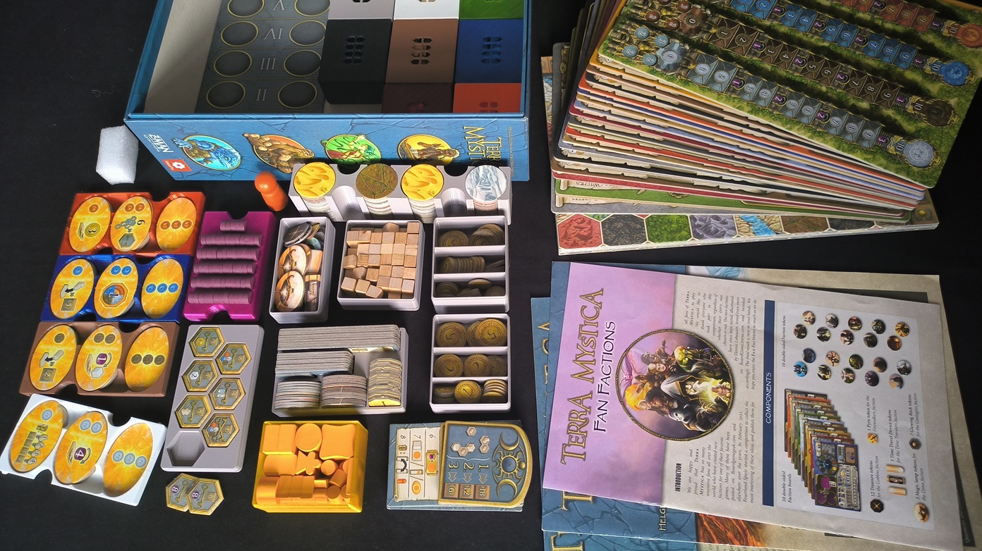 Terra Mystica + 1st exp + fan factions + promo town tiles insert