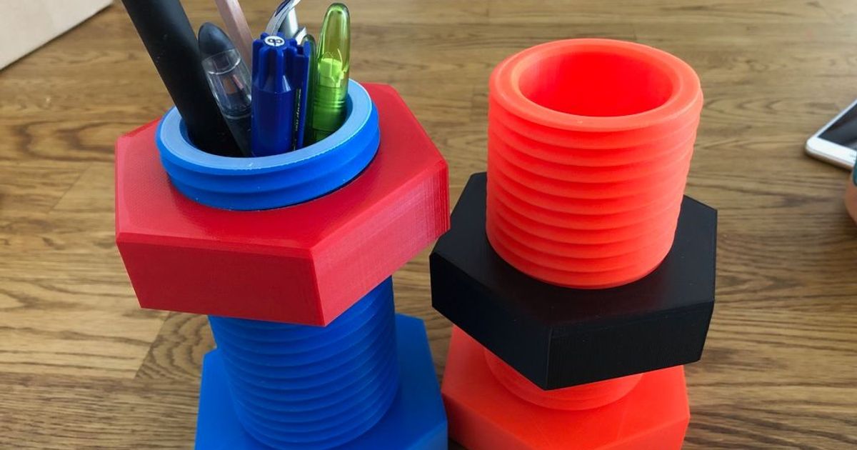 Bolt and Nut as Pen Holder / Container by DeepDiver Download free STL