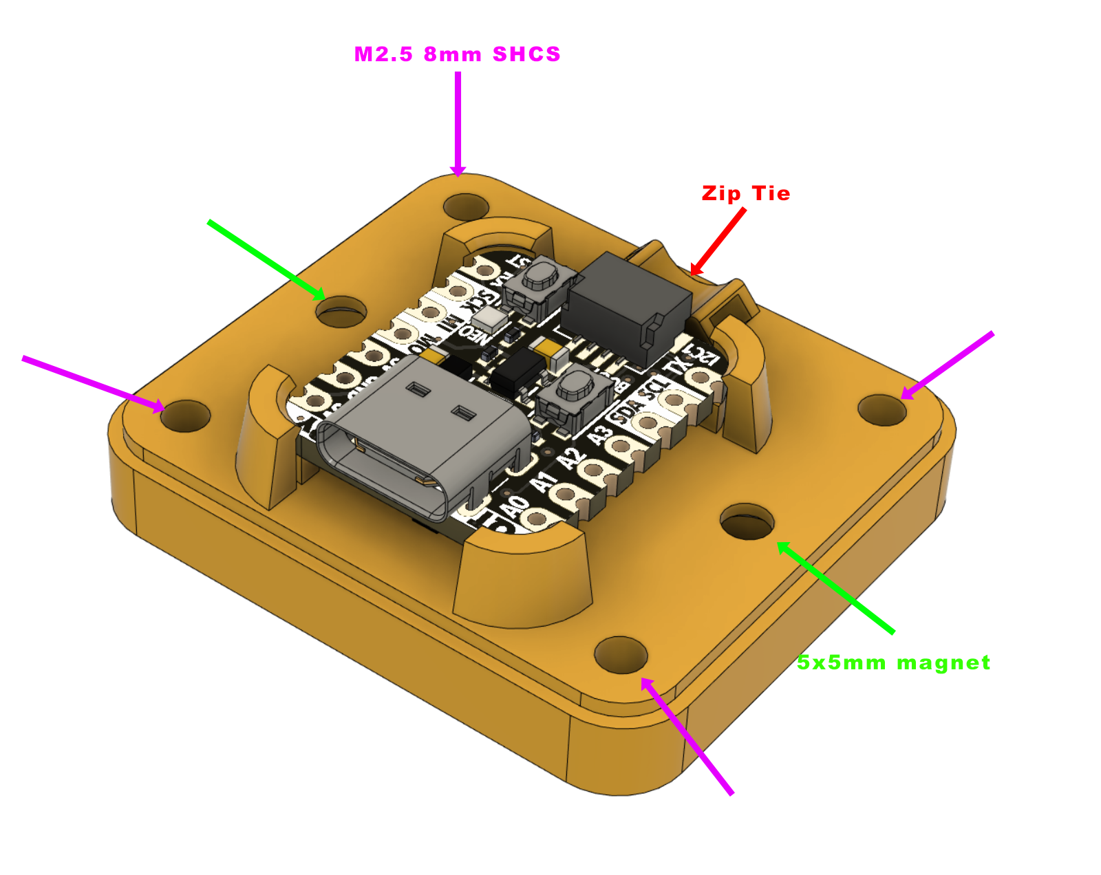 Case for Adafruit QT PY RP2040 and Seeed XIAO RP2040 (for ADXL345)