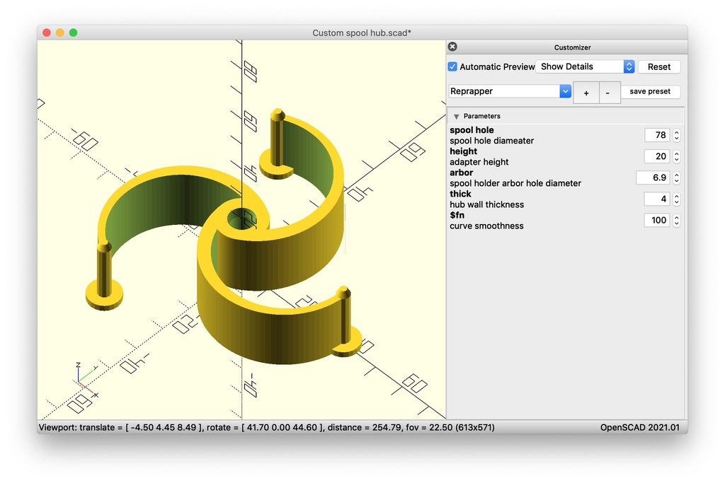 Miniatura 6 do modelo 3D Parametric Spool Adapter generator