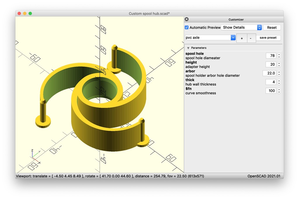 Miniatura 7 do modelo 3D Parametric Spool Adapter generator