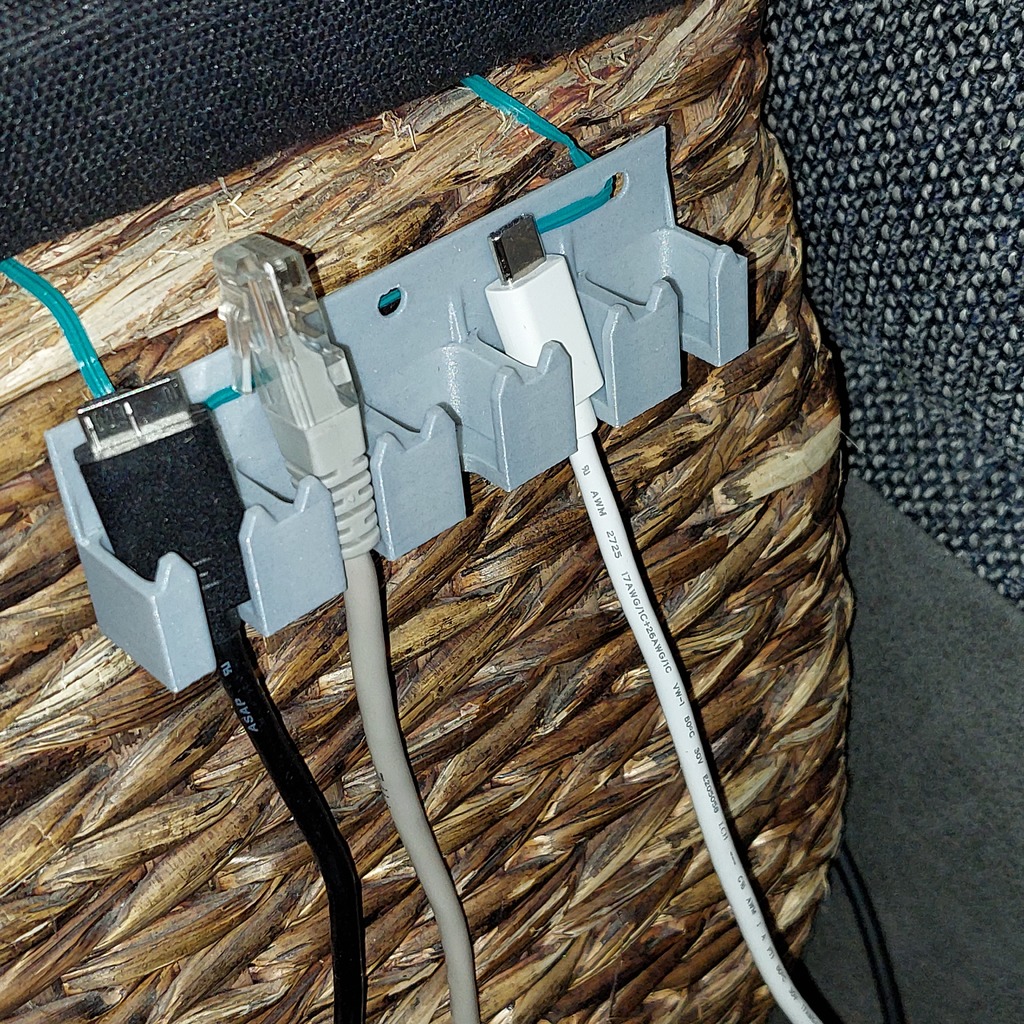 USB+RJ45 cable holder/organizer 3D model