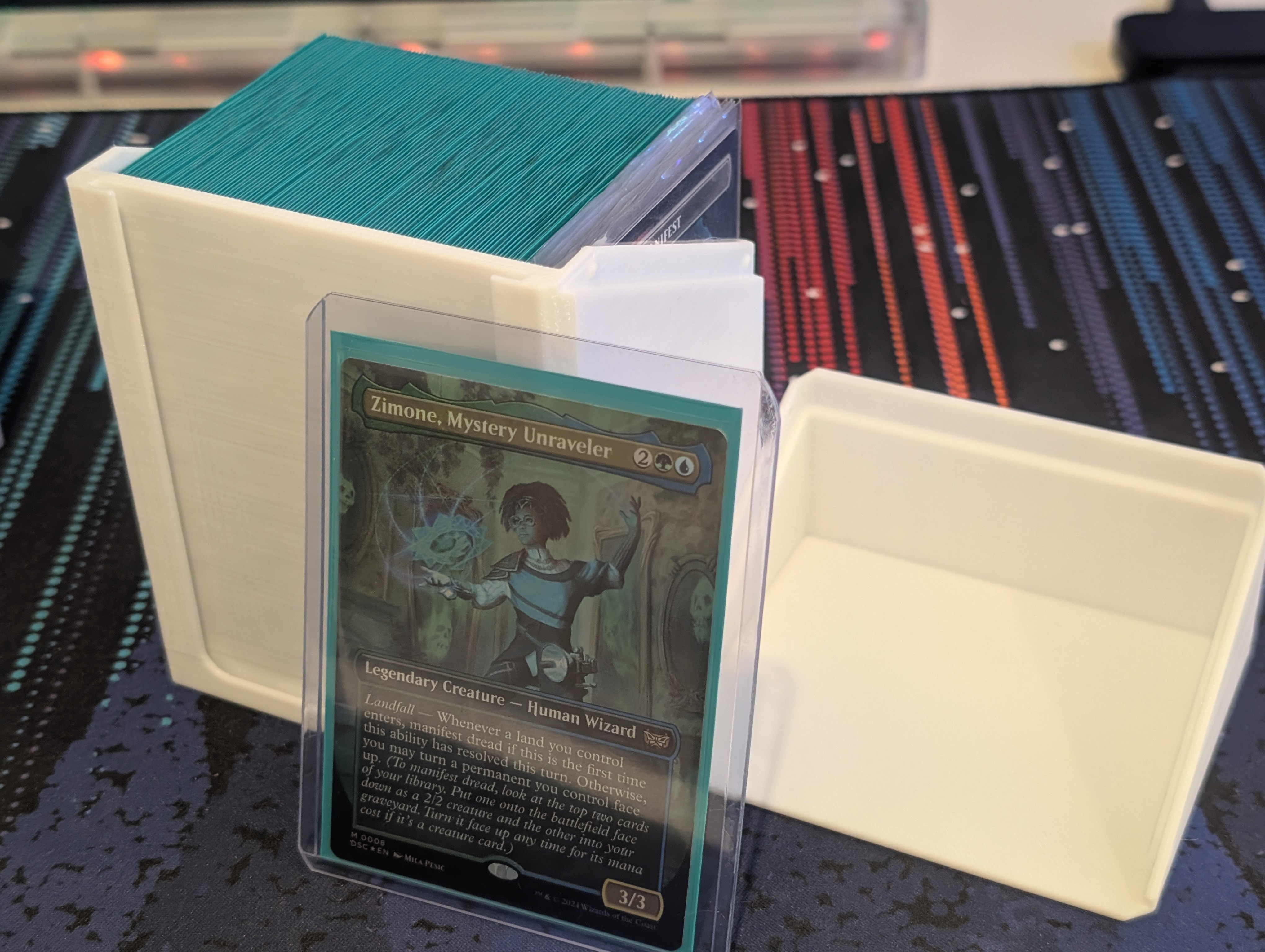 100+ double sleeved card deck box with toploader display (for commander deck)