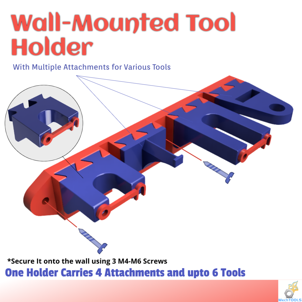 Wall-Mounted Tool holder (With multiple attchments)