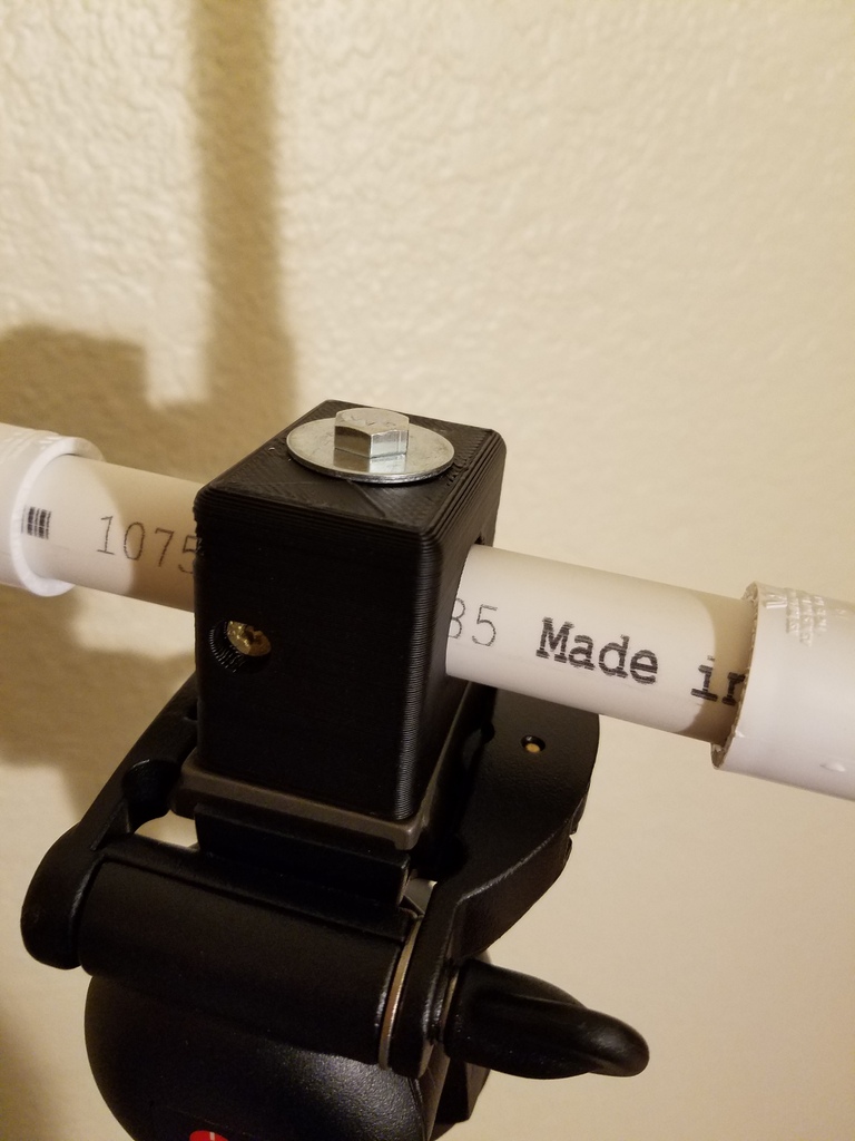 Camera tripod to PVC 1/2" pipe bracket