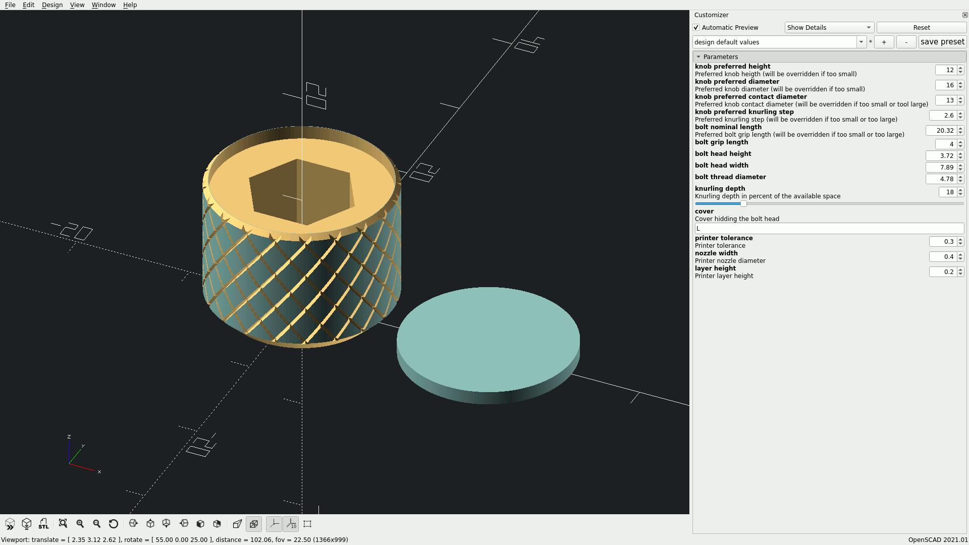 Knurled knobs generator by franpoli Download free STL model