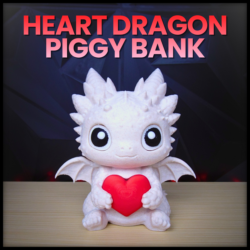 Heart Baby Dragon Piggy Bank 3D model