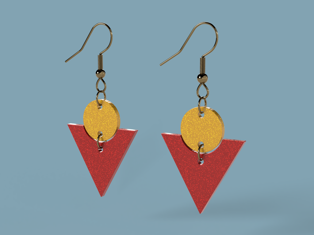 Earrings Circle Triangle 3D model