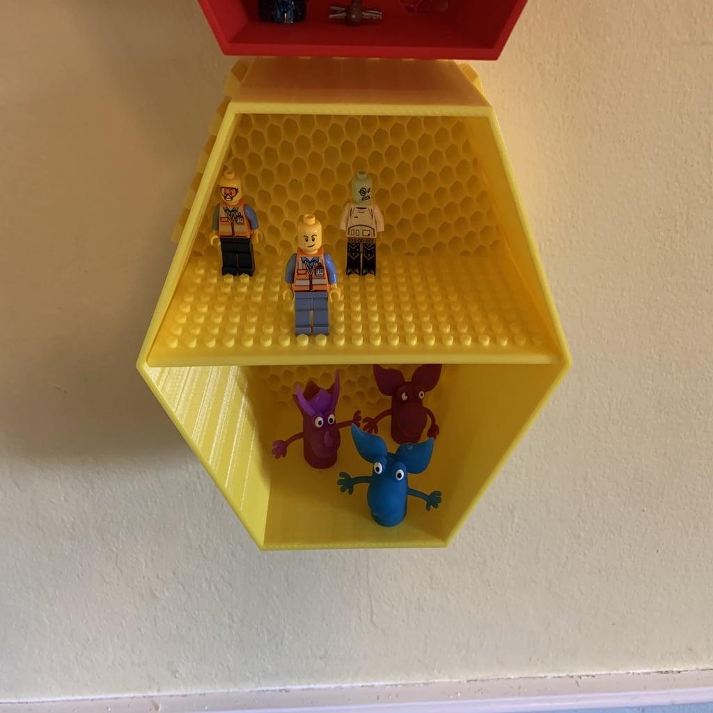 Lego compatible shelves for Wall mounted honeycomb shelf system 3D model