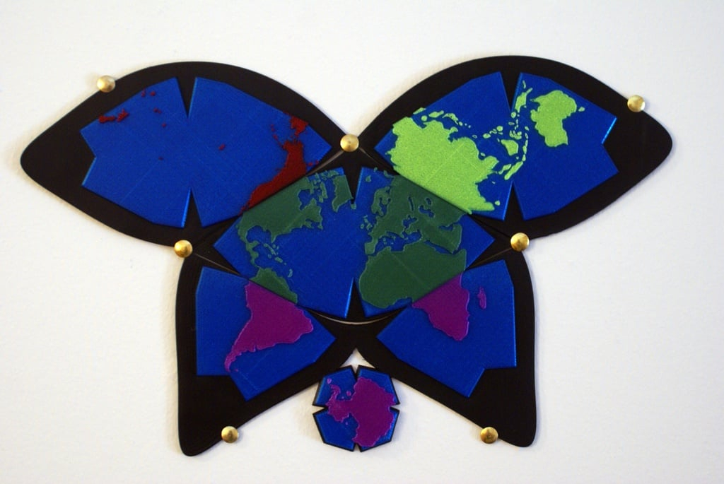 Butterfly World Map - Extra Large - Four Piece Version 3D model