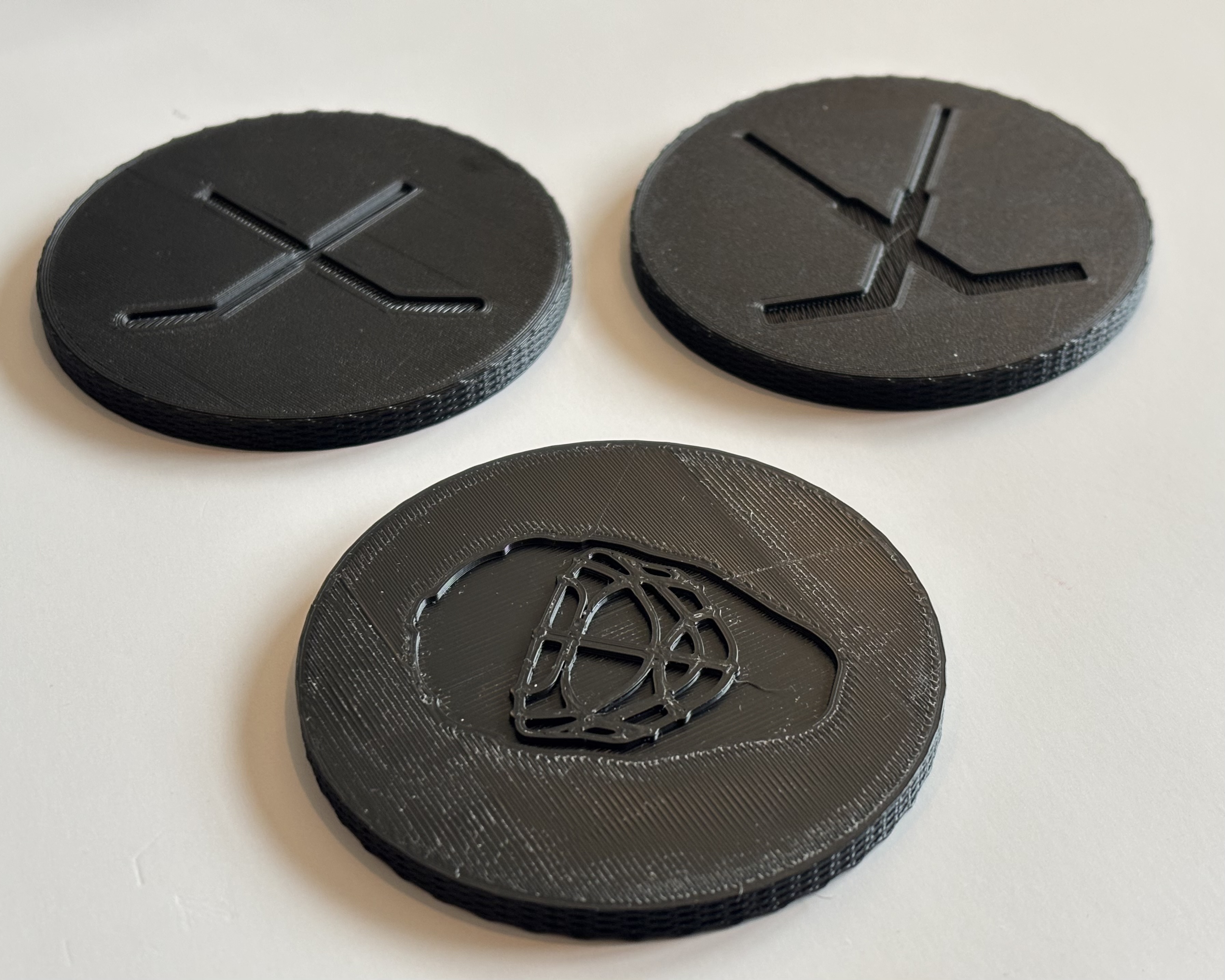 Thin Puck Hockey Coaster Set –  Sticks, Goalie Mask, Blank