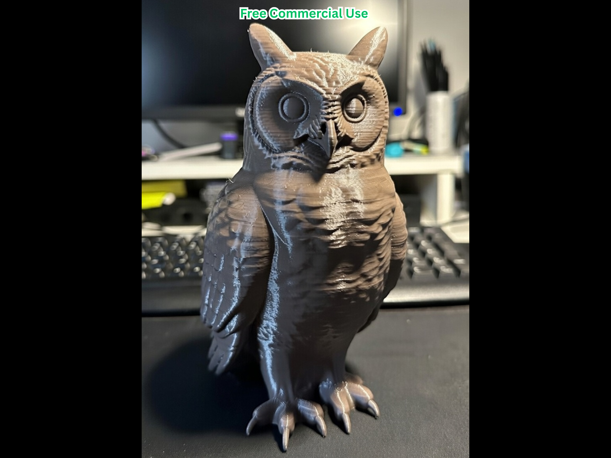 Great Horned Owl Sitting Statue