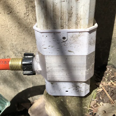 US downspout to garden hose adapter (for diversion to rain barrel, etc.)