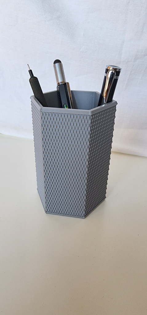 Ribbed Texture Pen Holder (Hexagon Edition - V3) | Support-Free & Aesthetic 3D model