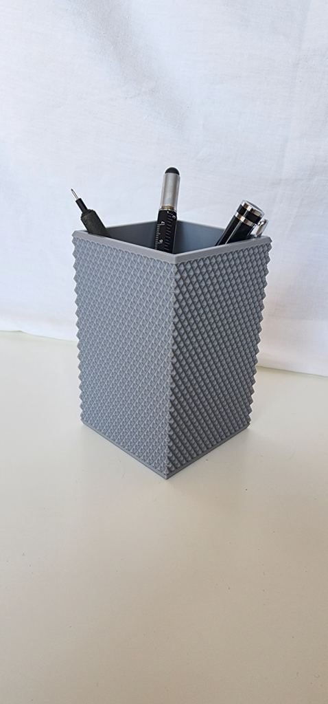 Ribbed Texture Pen Holder (Square Edition - V2) | Support-Free & Aesthetic 3D model