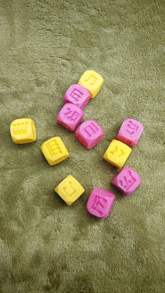 Rhythm dice, dice with notes 3D model